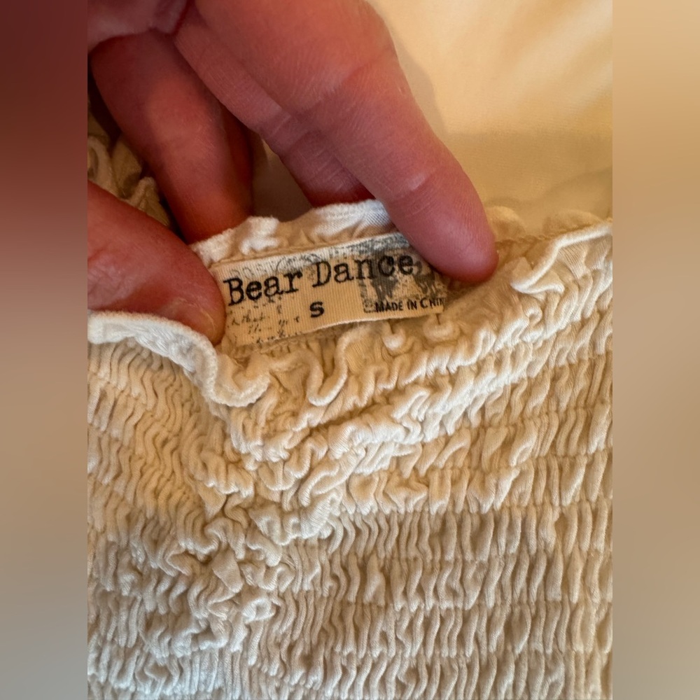 Cream Smocked Crop Top - Picture 2 of 3